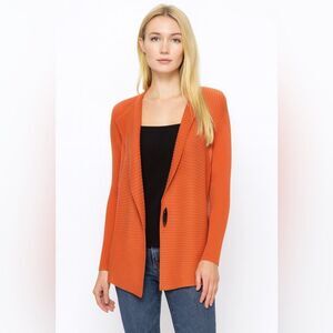 Sigrid Olsen Sport orange silk blend button front cardigan sweater size medium